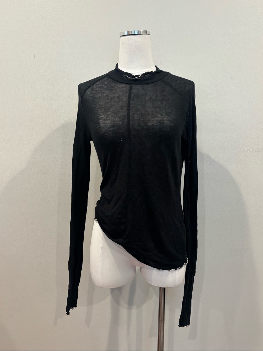 Black Long-Sleeve Mesh Free People Top